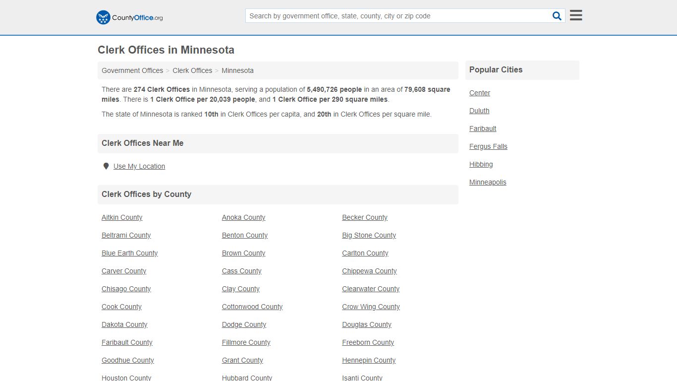 Clerk Offices - Minnesota (County & Court Records)